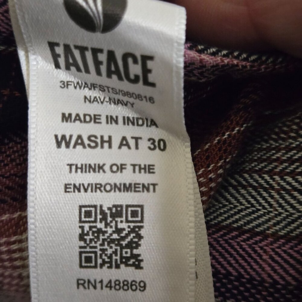 Fatface NWOT Billie Check Skirt Navy Multi Sustainable Cotton Size 14 - Picture 10 of 12